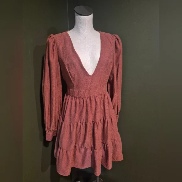 knee length dresses for ladies Drawstring Ruched Side Rib Knit Dress - Khaki, Black, Rust main image 0